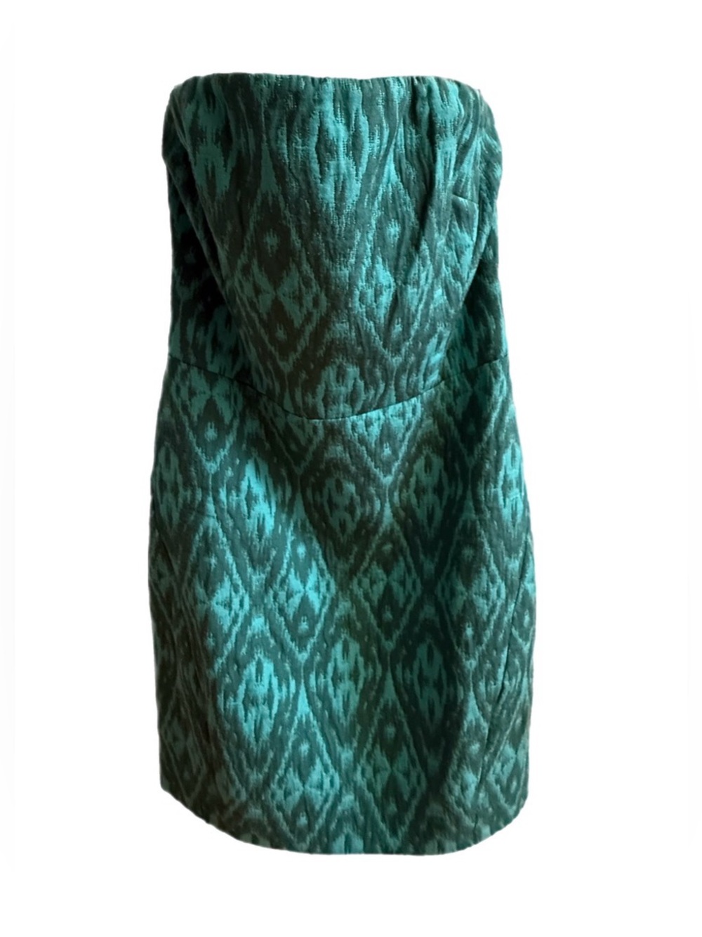 RACHEL Rachel Roy Strapless Teal Patterned Sheath Dress